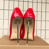 Jurk Schoenen Designer Dames 12cm Metalen Pumps Glanzend Rood Lakleer Stiletto Hoge Hakken OL Kantoor Dames Puntschoen Unisex Plus Size46