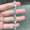 Diamond Passed Test 16/17/18cm 925 Sterling Silver Heart Square Moissanite Bracelet for Men Women Nice Gift