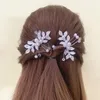 Hårtillbehör Retro Flower Leaf Clips Pearl Crystal U-Shaped Ancient Style Wedding Performance Small Hairpin Bridal Headwear