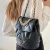 women's large drawstring backpacks classic diamond lattice designer backpack leather shoulder bag high quality chain student book bag woman black travel back pack