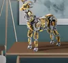Mekanik Mod Geyik Dekor Mekanik Elk Model Yapım Kiti Geyik Plastik Süsler Bulmaca Oyuncak Diy Yapı Taşları Çocuk Noel Hediyesi 3D Geyik Avı Av Makinesi