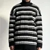 Inverno coreano stampa a righe da uomo maglione lavorato a maglia moda strada americana retrò y2k personalità coppia ispessita felpa sportiva con cappuccio 231229