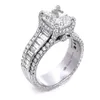 チョウコンユニークな結婚指輪豪華なジュエリー925スターリングシルバークッション形状ホワイトトパーズczダイヤモンドジェムストーンエターシティパーティーWom279z