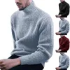 Men's Sweaters Men Casual Loose Knitted Sweater Turtleneck Solid Striped Pullovers Autumn Winter Warm Plush Jumper Crop Tops