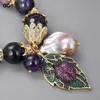 Armreif GuaiGuai Jewelry 20,3 cm lila Muschelperle Amethyst Keshi Perlenarmband Cz Pave Biene Anhänger
