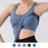 LL Palestra Yoga Reggiseno Senza Schienale Crop Top da Donna Girocollo con Palestra con Spalle Scoperte Canotte Sexy Fitness Cami Casual Estate