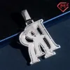 Hiphop Custom Double R Initial Name Sier Fully Iced Out VV Baguette Moissanite Pendant