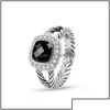 Anéis de banda torcidos prismáticos pretos mulheres moda sier banhado micro diamantes na moda estilos versáteis entrega gota dhgarden jóias r dhij5