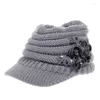 Visors mulheres senhoras tricotar chapéu de inverno crochê pico de gorro de gorro de gorro