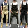 Mens Jeans Big Pocket Camouflage Tryckt denim Bib Overallar Jumpsuits Military Army Green Working Cloths Eralls Fashion Casual Dr Dhyqr