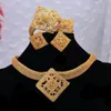Серьги, ожерелье, 24 К, Дубай, циркон, ювелирные наборы, золотой цвет для женщин, браслет, кольцо, свадебные подарки для жены Set276A