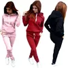 Calças femininas de duas peças moda feminina ternos esportes wear jogging senhoras com capuz conjunto de roupas hoodies sweatpants suor