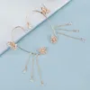 Backs Earrings Shining Bridal Wedding Jewelry Rhinestone Retro Style Ornaments Floral Ear Bone Clamp Women Girls