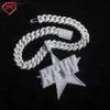 Anpassad rappare Baguette Letter Namn Hip Hop Mens smycken Sterling Sier Iced Out VVS Moissanite Necklace Pendant