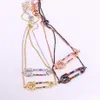 Cadena de eslabones, 6 uds., pulsera ajustada a la moda, Circonia colorida, arco iris, CZ, Pin, pulseras de eslabones, joyería para mujer 12474