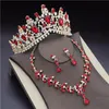 Rings Korean Crystal Bridal Jewelry Sets for Women Fashion Tiaras Earrings Necklace Crown Bride Wedding Dubai Jewelry Set Accessories