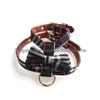 Mode Britse stijl geruit patroon hondenharnas en riemen ingesteld voor kleine middelgrote honden Pl verstelbare designer harnassen met strik Ves Dhgng