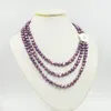 Choker 3 صفوف 8-9mm burgundy قلادات اللؤلؤ الباروك الطبيعية. رائعة وجميلة. مجوهرات حفلات المرأة