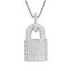 Pendant Necklaces Bling Cubic Zircon Diamond Lock Necklace Hip Hop Jewelry Set 18K Gold Padlock Stainless Steel Chain Fashion For Wo Dhikp