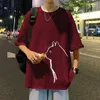 Herren-T-Shirts reines T-Shirt von Baumwollwäsche für Herren Sommer kurzärmelig trendy Instagram halb lose lose Hong Kong Style High Street Top Oversize