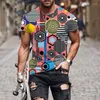 Herr t-skjortor 3d runda nacke geometriska abstrakt mönster skjorta mode t-shirt spel tee streetwear män kläder toppar