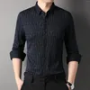 Camisas casuales para hombres Llegada Camisa de lana Otoño Impresión Bordado Manga larga Calidad Lujo Negocio Tendencia Moda Parte inferior Ropa para hombre Top