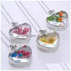 Pendentif Colliers Collier en cristal en forme de coeur Creative Fleur sèche Accessoires de mode pour femmes Drop Livraison Bijoux Pendentifs Dhwng