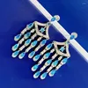 Boucles d'oreilles à tige en argent sterling S925, série de breloques bleu mer, ensemble complet de diamants à haute teneur en carbone, bijoux de goutte de 3 à 5mm, 2023