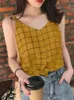 Camis Zanzea Women Roase Tops Summer Plaid Print Print Print Seveless v Neck Casual Tank Tops Blousesエレガントなシャツ女性ビーチホリデーカミス