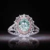 Bagues de fiançailles pour femmes, taille 6-10, couleur topaze, pierres précieuses vertes, diamant CZ, bague de mariée, cadeau 233f