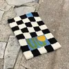 Retro xadrez xadrez tapetes de banho macio grades macio floral tapete banheiro cabeceira decoração casa anti deslizamento piso 231229