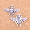 46pcs Antique Silver Plated Bronze Plated bee honey Charms Pendant DIY Necklace Bracelet Bangle Findings 32 24mm287x