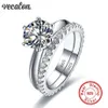 Vecalon Fijne Sieraden Echte 925 Sterling Zilveren Infinity ring set Diamond Cz Engagement trouwring ringen voor vrouwen Bruids Gift238h