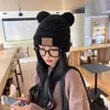 Gorro Gorros De Calavera Otoño E Invierno Gorro De Protección contra El Frío Lindo Versátil Lana Edición Coreana para Mujer Felpa Escaparate De Punto Engrosado Cara Pequeña Cálida