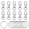 120pcs Swivel Lanyard Snap Hook Metal Lobster Clasp with Key Rings DIY Keyring Jewelry Keychain Key Chain Accessories Silver Color3126