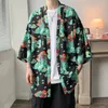 Roupas étnicas Streetwear Homens Verão Kimono Impresso Jaqueta 2023 Trendy Windbreaker Cardigan Plus Size Sun Screen Casaco