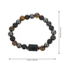 Bracelets de charme Perles noires Triple Pierre Bracelet Unisexe Bijoux Bracelet Perlé Pour Hommes Femme Homme