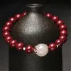 Bangle 8mm Cinnabar Round Red Beads Women Armband Natural High Quality Hetian Jade Armband Trendy Amulet Jewelry Present Parti