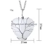 Pendant Necklaces Natural Crystal Necklace Tree Of Life Heart Fashion Accessories Christmas Gift With Chain Drop Delivery Jewelry Pen Dhp2I