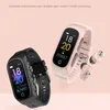 Hörlurar Ny sport trådlös Bluetooth -hörlur och smart armband 2 i 1 TWS Bluetooth 5.0 Headset PASHRATE Blodtryck Fitness