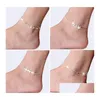 Anklets 925 Sterling Sliver Armband för kvinnor Fotsmycken Inlagd Zirkon Ankletarmband på en benpersonlighetsgåvor Drop Leverans DHY14