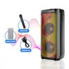 Earphones 80W Outdoor Bluetooth Speaker HiFi Stereo LED Lights Soundbox TWS Wireless Bass Column Shocking Subwoofer FM Radio K Song Audio