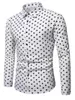 Chemises décontractées pour hommes Chemise boutonnée d'été Noir et blanc Manches longues Revers Polka Dot Daily Resort Wear Élégant Confortable