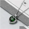 Pendant Necklaces Update Red Diamond Heart Necklace Stainelss Steel Chain Women Girls Green Crystal Fashion Jewelry Gift Drop Delive Dhbf9