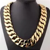 Collana personalizzata con catena a maglia cubana Miami da 24 mm Collana in acciaio inossidabile color oro da uomo Gioielli Hip Hop Rock2849