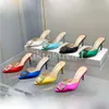 Square Rhinestone buckle decorative slides mule sandals Dress shoes stilletto heels women's Luxury designer Party Evening best shoes Flat bottomed slippers