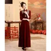 Abbigliamento etnico Yourqipao Abiti da sposa cheongsam stile cinese Abito da brindisi da sposa Abito da sera lungo per fidanzamento Qipao