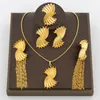 Halsband örhängen set etiopisk oval design afrikansk indisk vigselring för kvinnor parti tillbehör guld pläterad