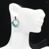 Pendientes colgantes 26x18mm delicado corte fino rico azul violeta tanzanita aguamarina blanco CZ boda mujeres uso diario plata