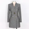Rétro luxe mode motif géométrique automne et hiver femmes robe élégante décontracté ample bureau veste femme robe 231230